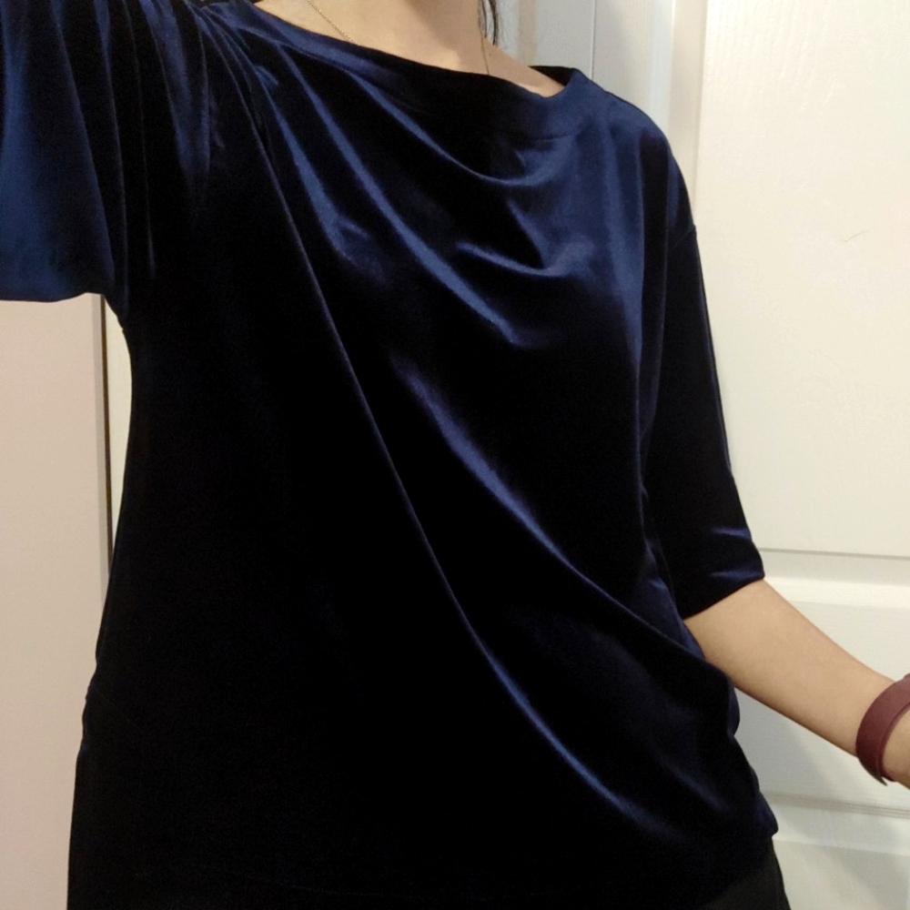 Uniqlo Navy Suede Top